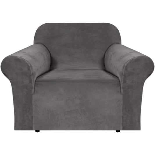 Smarcute 1 Seater Velvet Armchair Sofa Cover Stretch Thick Plush Fabric