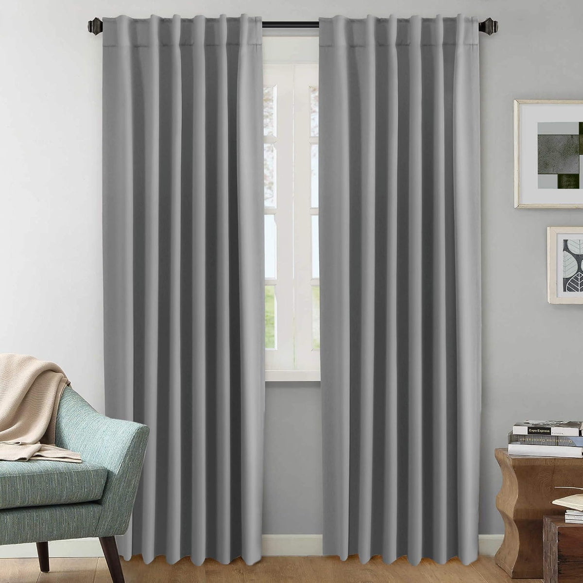 Smarcute Blockout Back Tab Solid Curtain - 2X 132x213cm