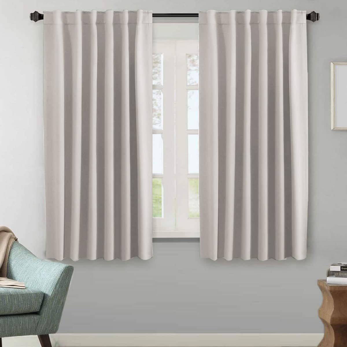 Smarcute Blockout Back Tab Solid Curtain - 2X 132x160cm