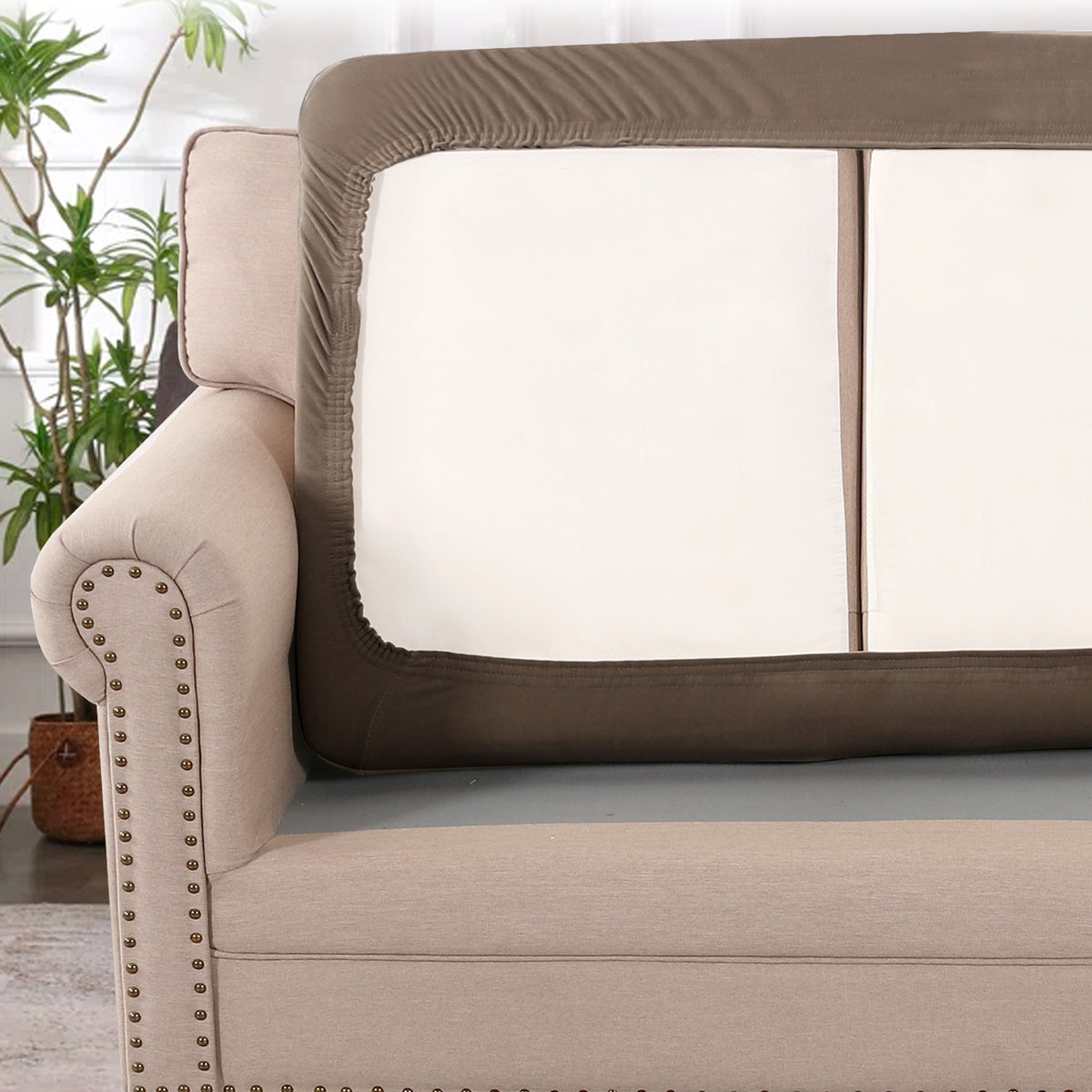 Smarcute 2 Piece Velvet Cushion Seat Covers for L Shape Sectional Sofa