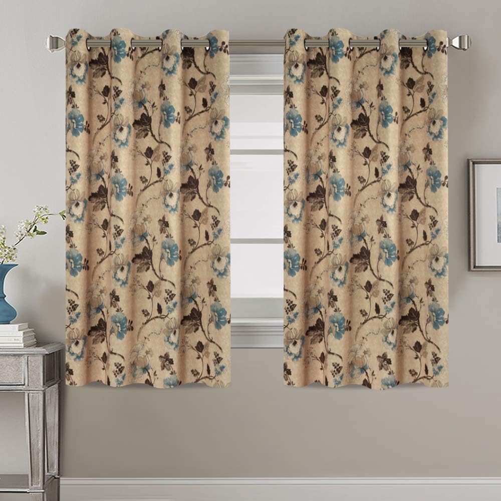 Smarcute Vintage Floral Printed Curtain - 2X 132x160cm