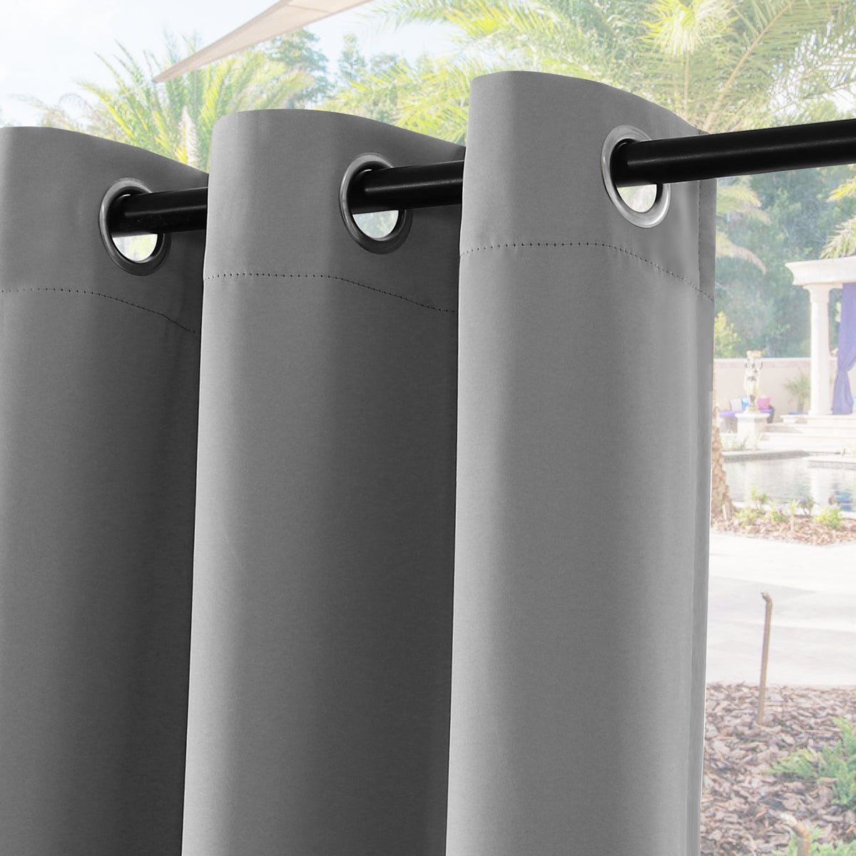 Smarcute Outdoor Patio Waterproof Grommet Curtain - 2X 132x241cm