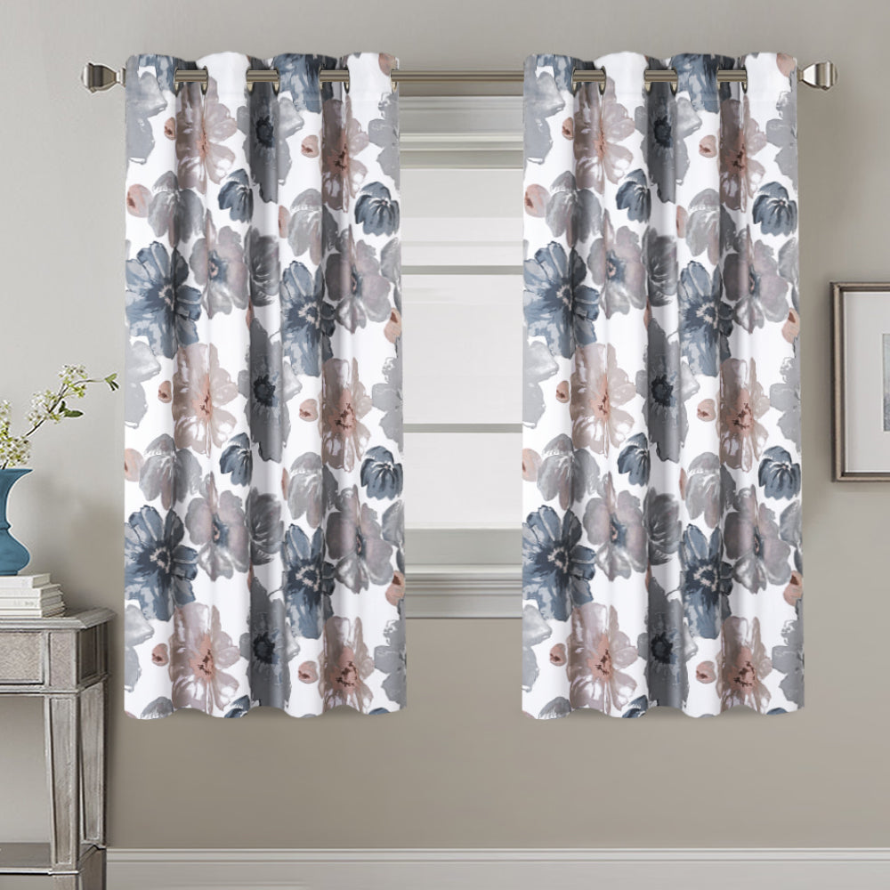 Smarcute Blockout Floral Printed Eyelet Curtain - 2X 132x160cm