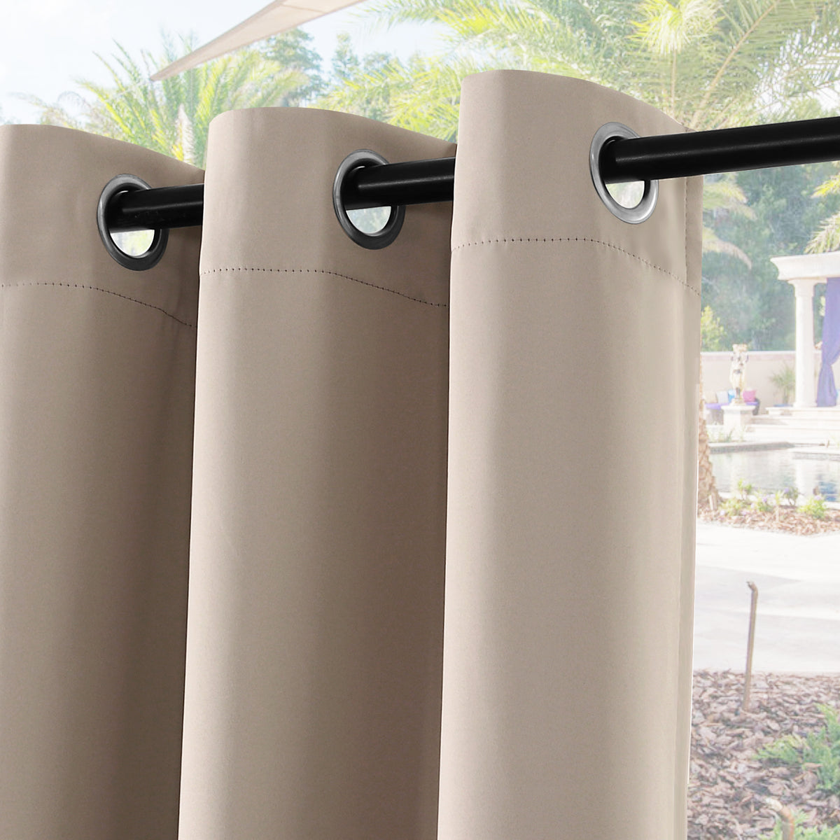 Smarcute Outdoor Patio Waterproof Grommet Curtain - 2X 132x241cm