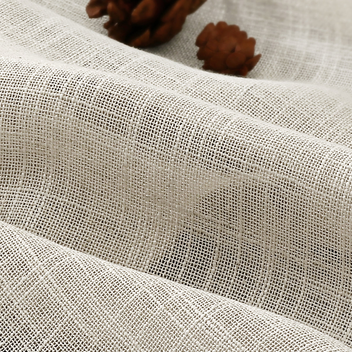 Smarcute Linen Textured Sheer Eyelet Curtain - 2X 132x243cm