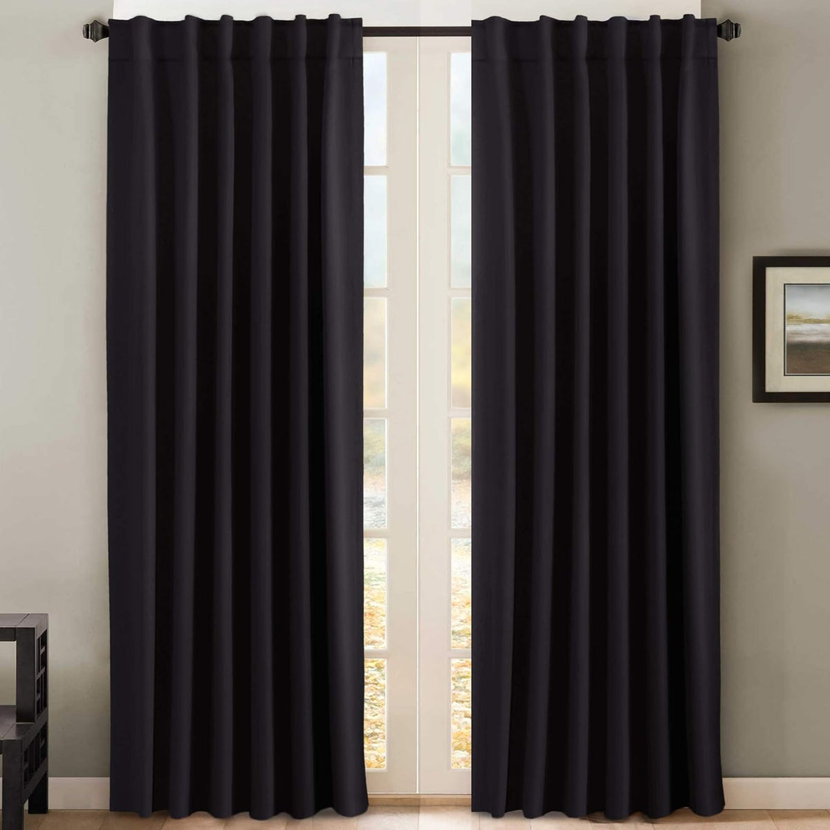 Smarcute Blockout Back Tab Solid Curtain - 2X 132x213cm