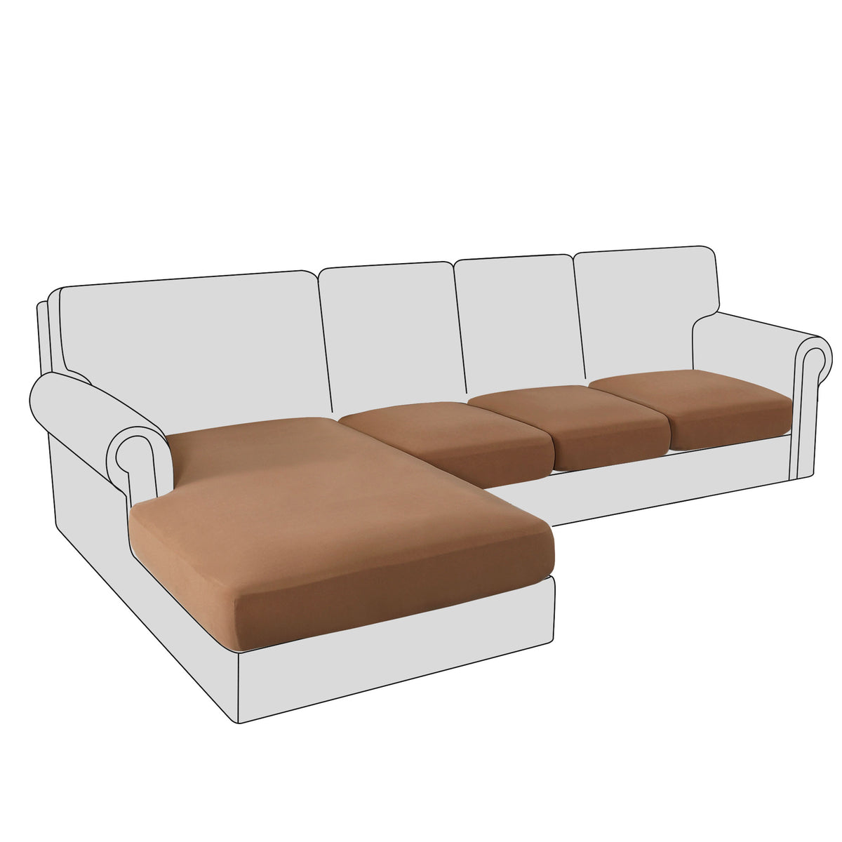 Smarcute 4 Pieces Sectional Sofa Couch L-shape Lounge Cushion Seat Cover