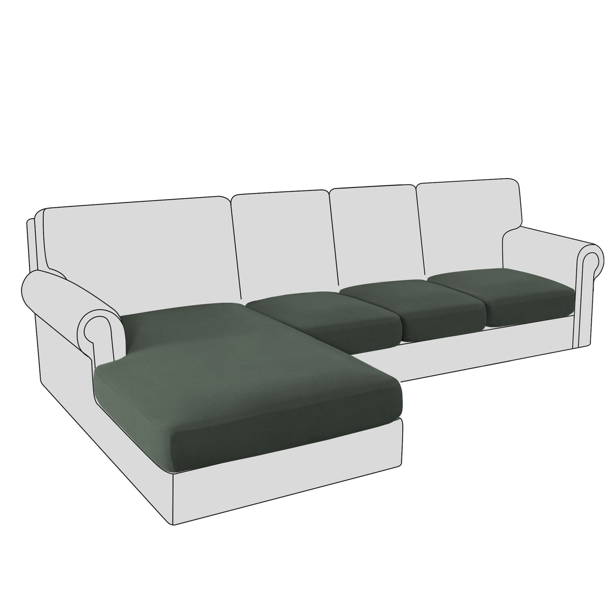 Smarcute 4 Pieces Sectional Sofa Couch L-Shape Lounge Cushion Seat Cover