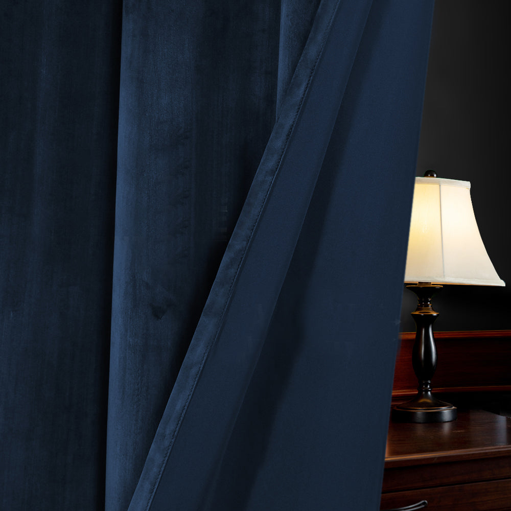 Smarcute Velvet Room Darkening Grommet Curtain - 2X 132x160cm