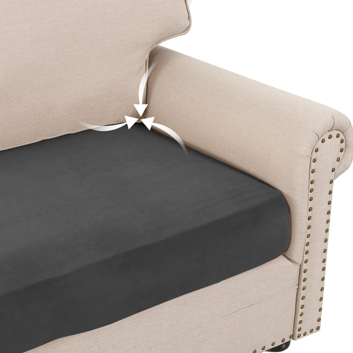 Smarcute 2 Piece Velvet Cushion Seat Covers for L Shape Sectional Sofa