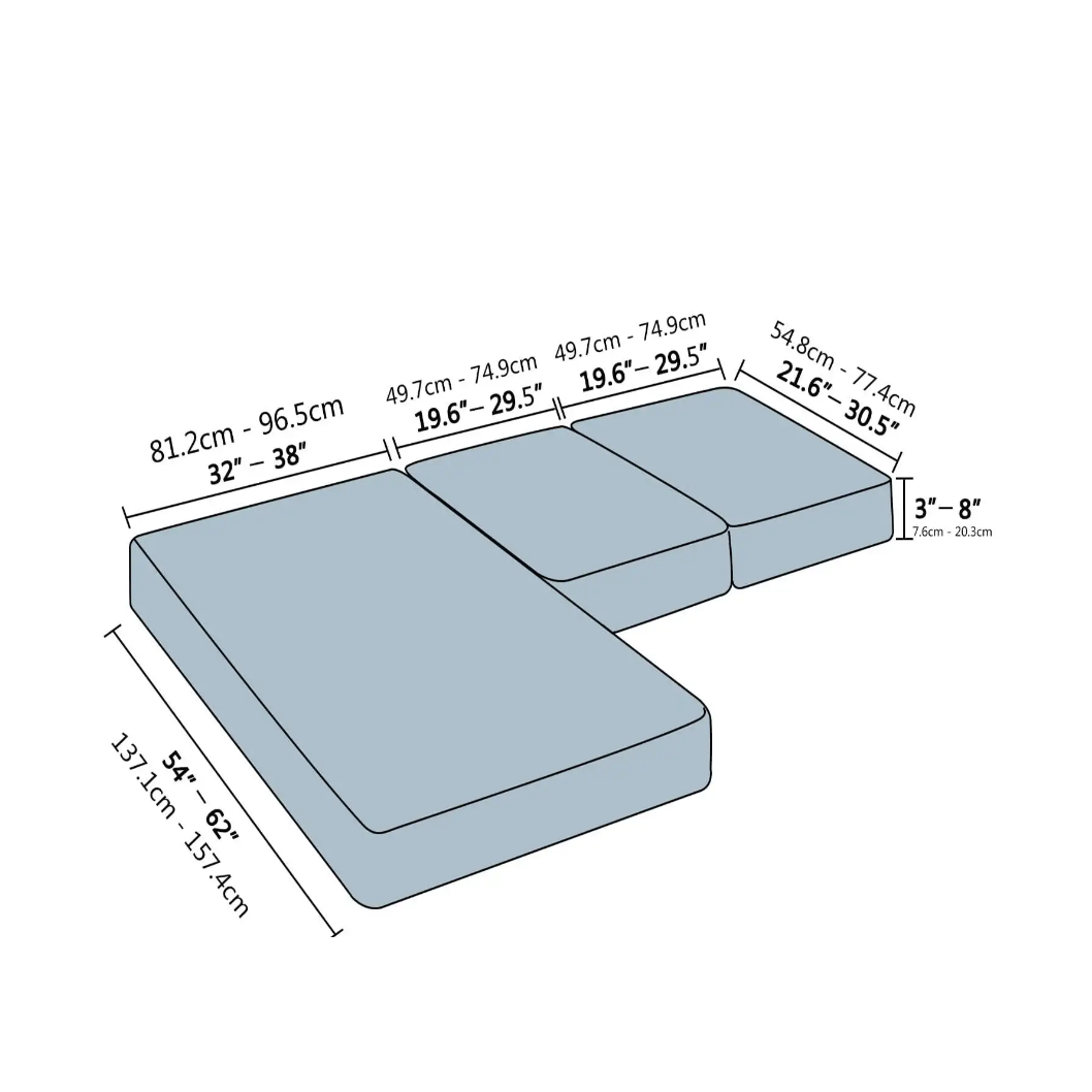 Smarcute L-shaped Sectional Sofa Covers Couch Lounge Cushion Cover