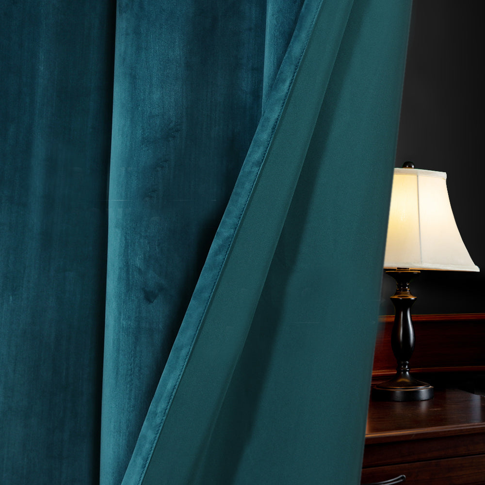 Smarcute Velvet Room Darkening Grommet Curtain - 2X 132x213cm