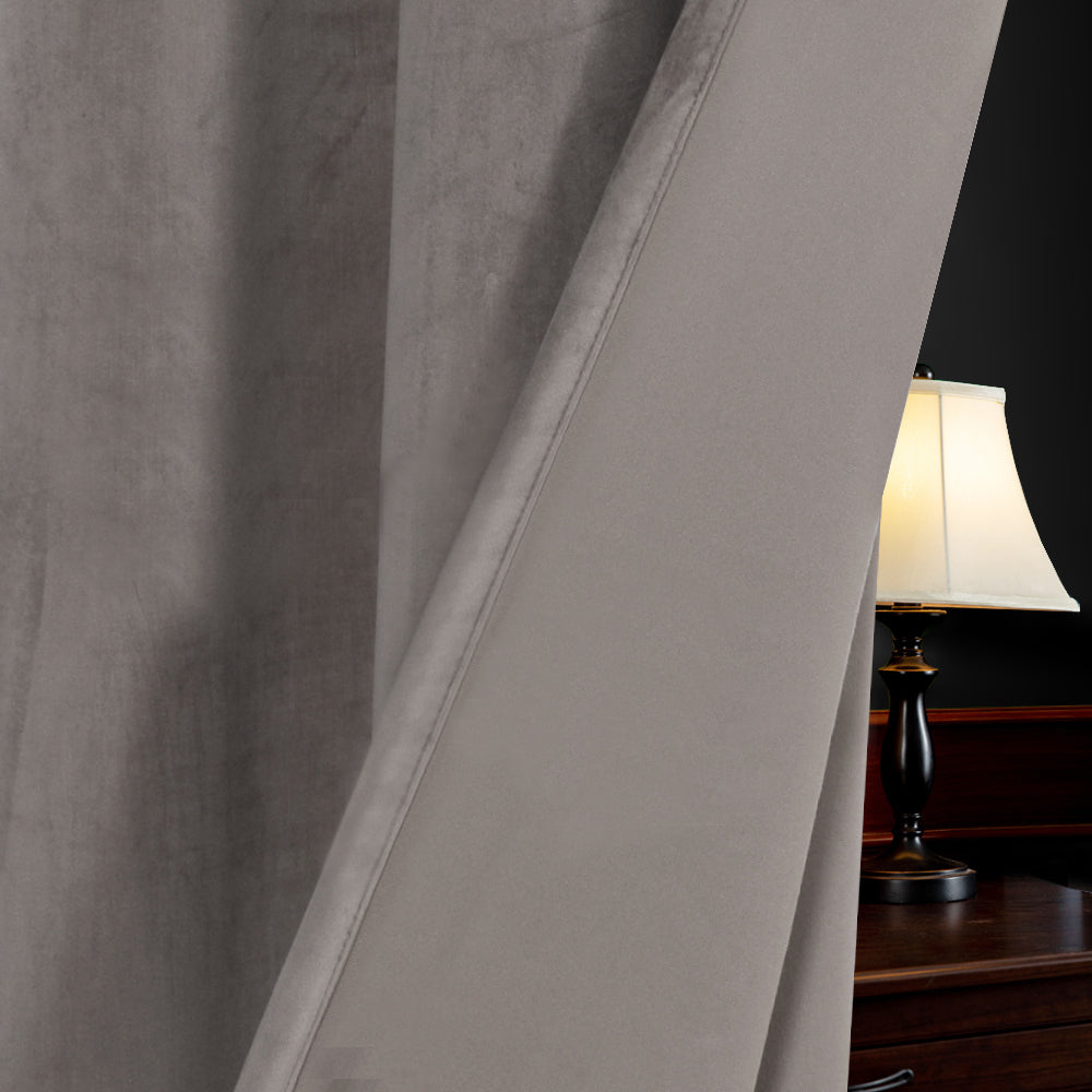 Smarcute Velvet Room Darkening Grommet Curtain - 2X 132x213cm