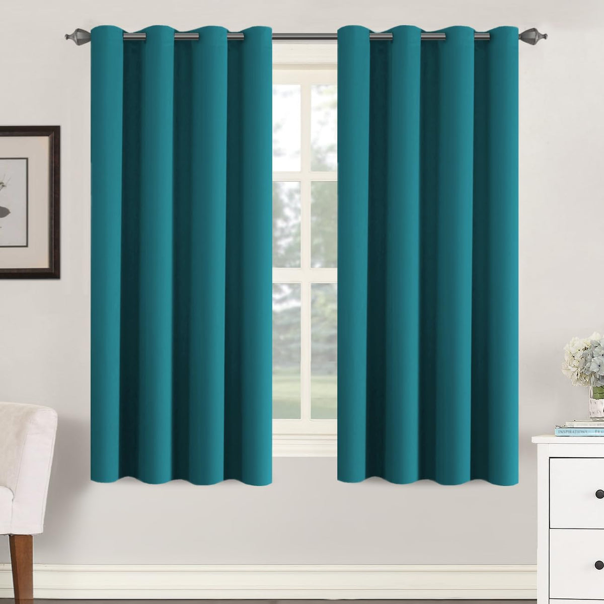 Smarcute Blockout Grommet Solid Curtain - 2X 132x160cm