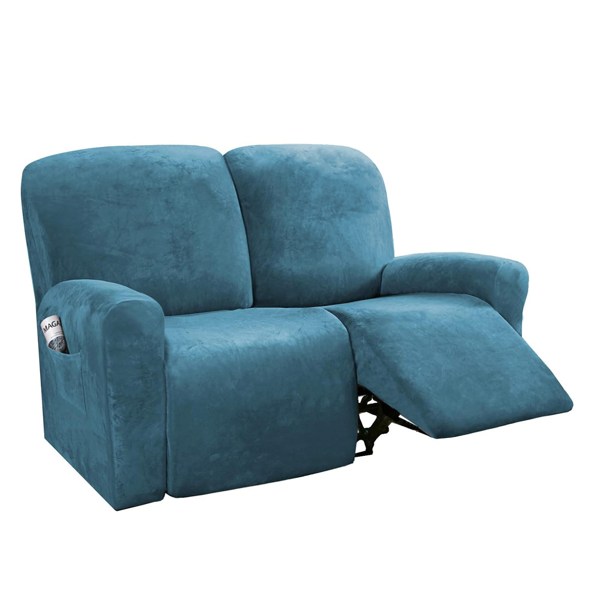 Smarcute 2 Seater Velvet Recliner Chair Sofa Couch Cover 6 Pieces