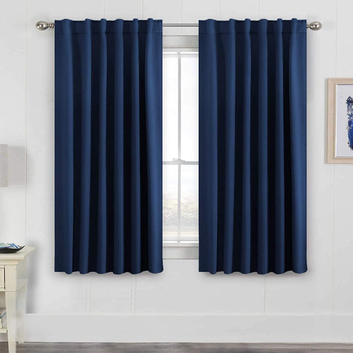 Smarcute Blockout Back Tab Solid Curtain - 2X 132x160cm