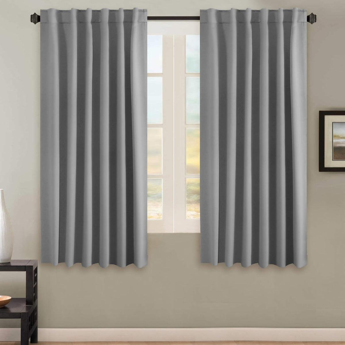 Smarcute Blockout Back Tab Solid Curtain - 2X 132x160cm