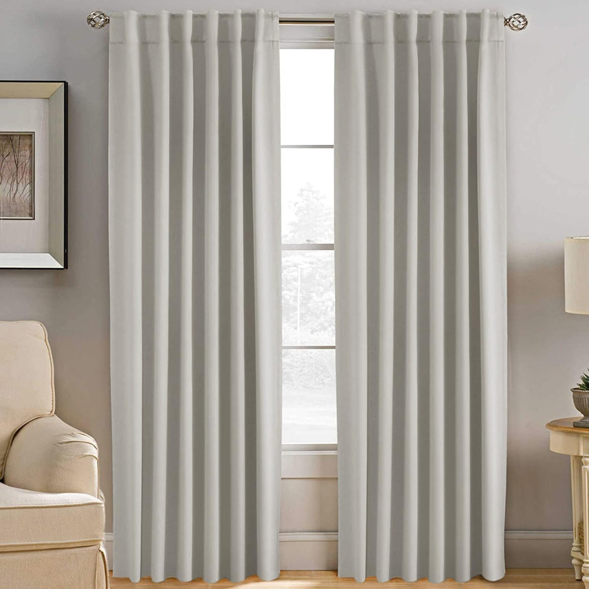 Smarcute Blockout Back Tab Solid Curtain - 2X 132x213cm