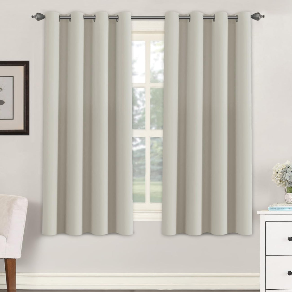Smarcute Blockout Grommet Solid Curtain - 2X 132x160cm