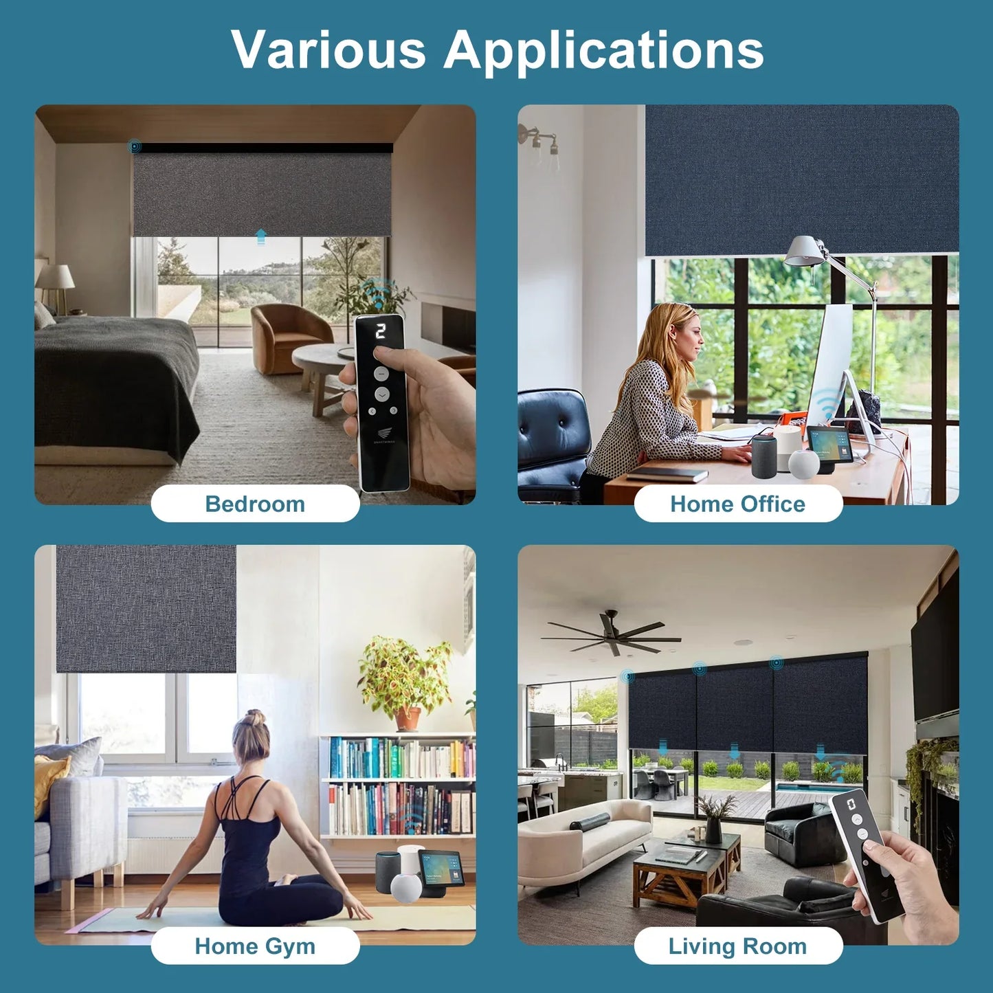 Motorized Roller Shades 100% Blackout Eclipse