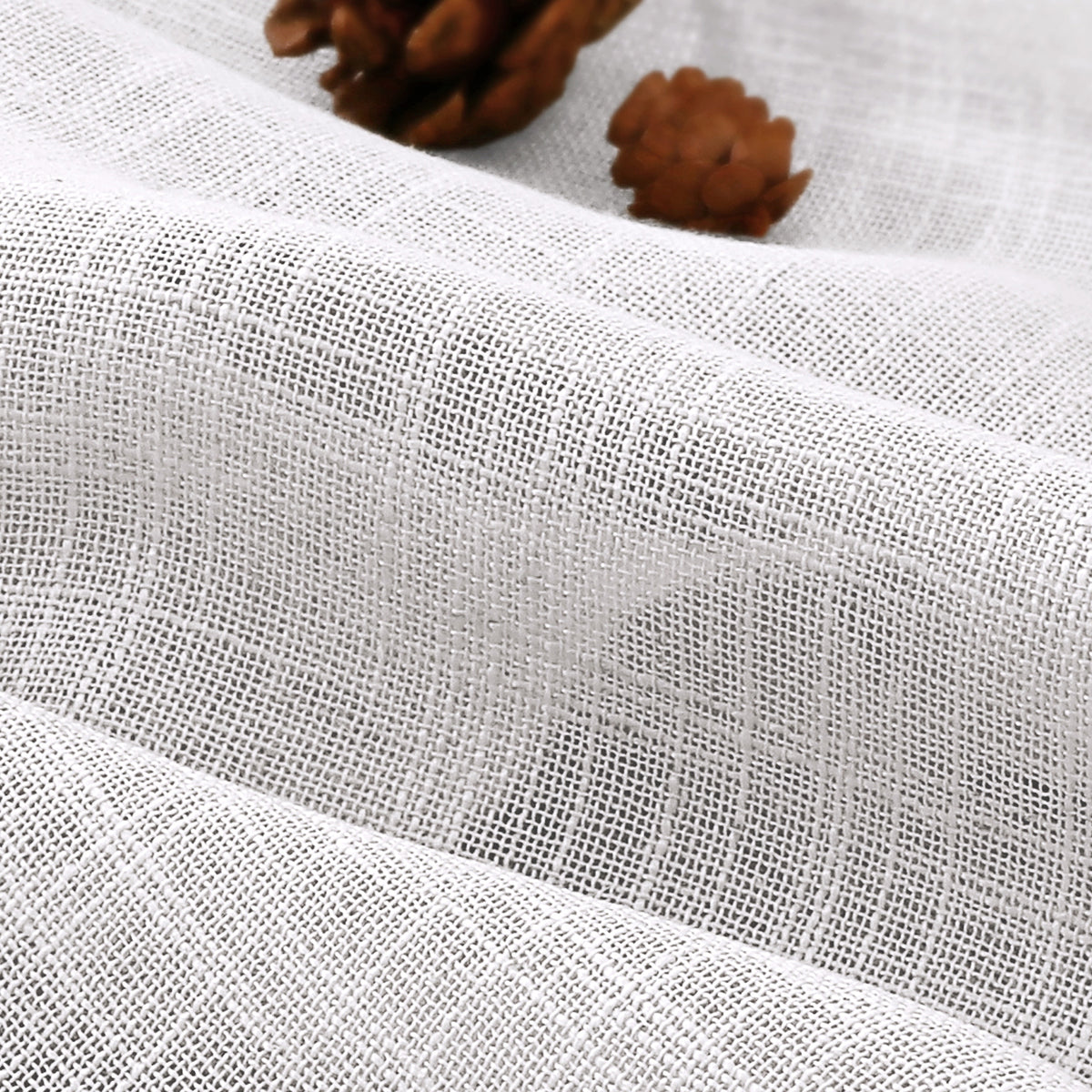 Smarcute Linen Textured Sheer Eyelet Curtain - 2X 132x213cm