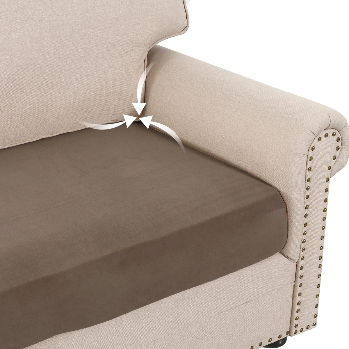 Smarcute 2 Piece Velvet Cushion Seat Covers for L Shape Sectional Sofa