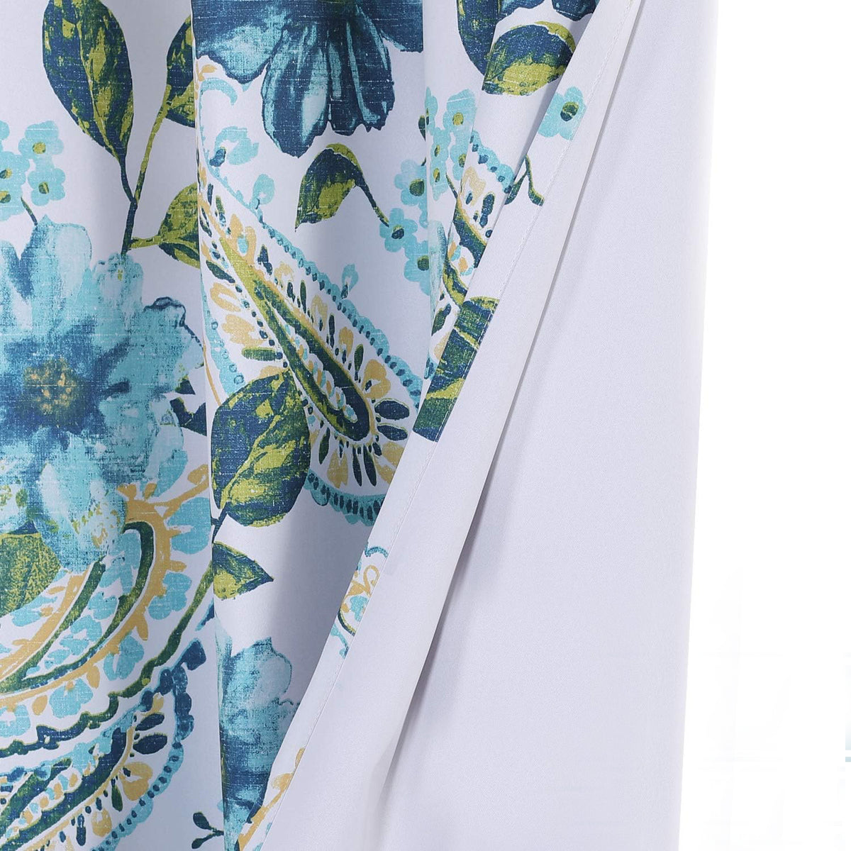 Smarcute Blockout Blue Paisley Floral Grommet Curtain - 2X 132x213cm