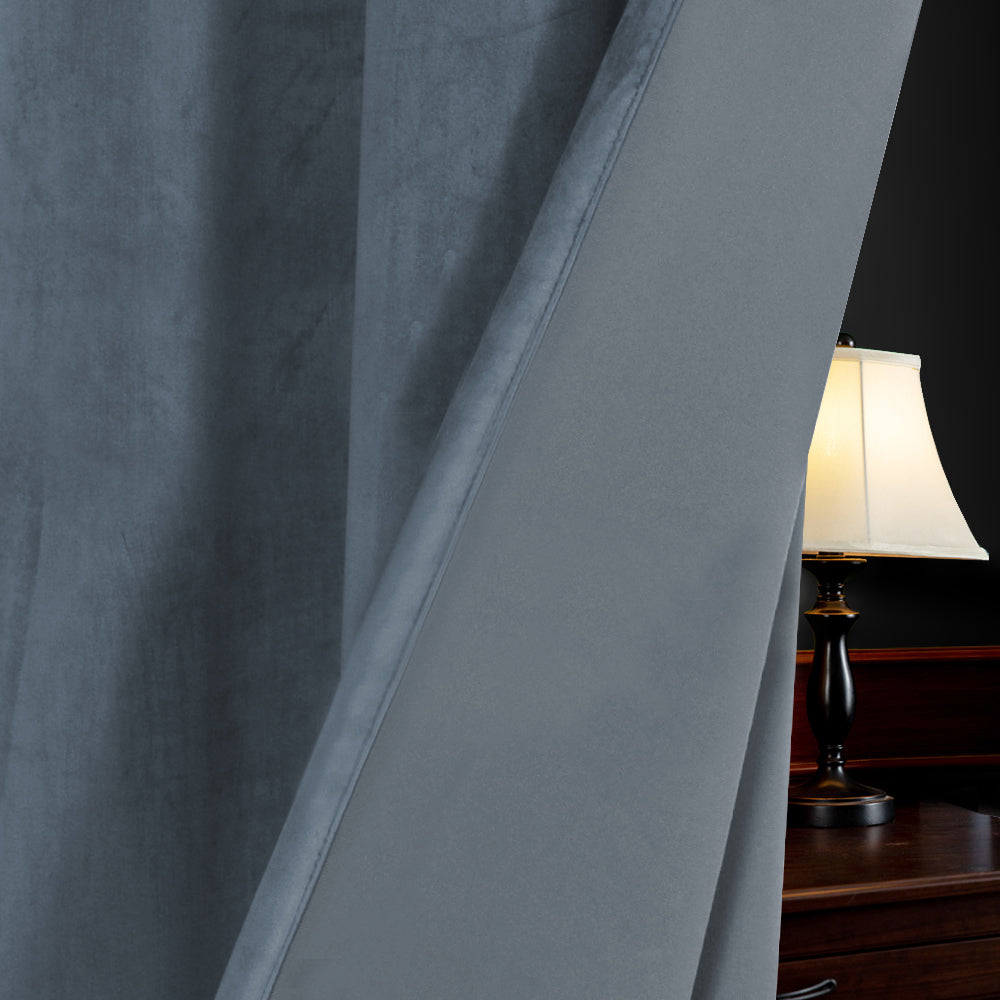 Smarcute Velvet Room Darkening Grommet Curtain - 2X 132x160cm