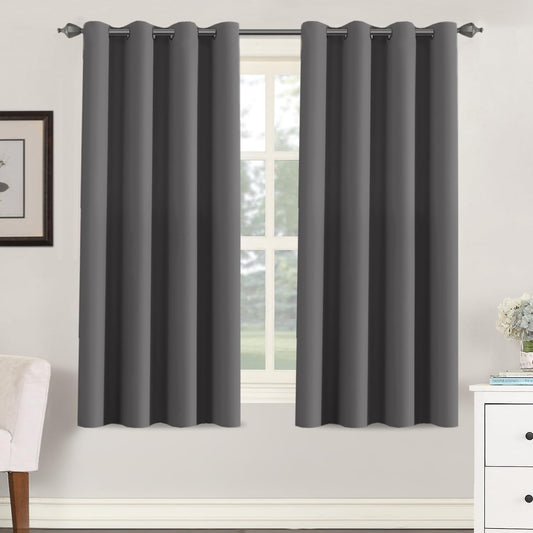 Smarcute Blockout Grommet Solid Curtain - 2X 132x160cm