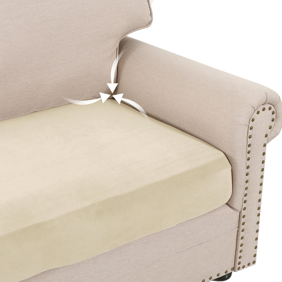 Smarcute 2 Piece Velvet Cushion Seat Covers for L Shape Sectional Sofa