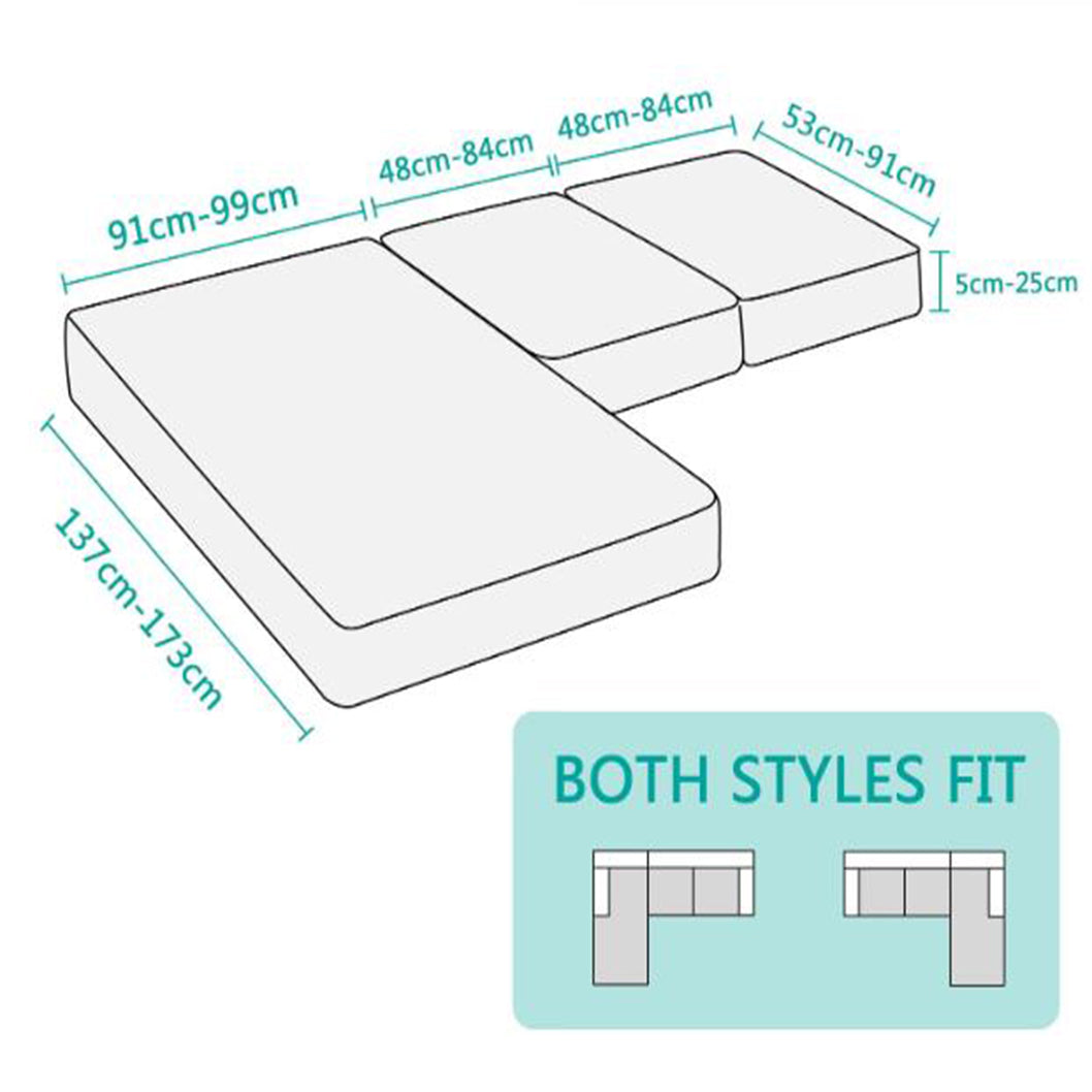Smarcute 3 Pieces Sectional Sofa Couch L-Shape Lounge Cushion Seat Cover