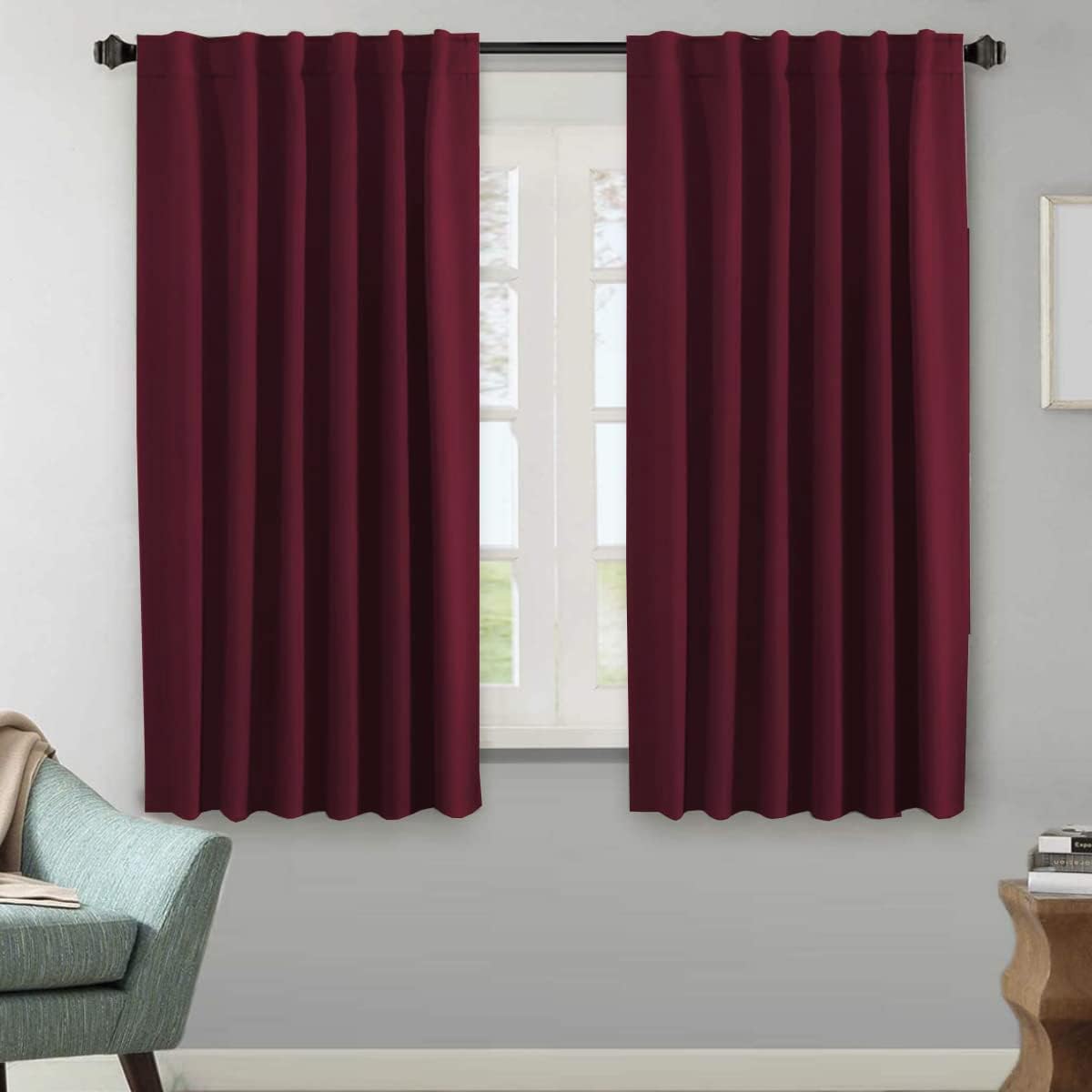 Smarcute Blockout Back Tab Solid Curtain - 2X 132x160cm