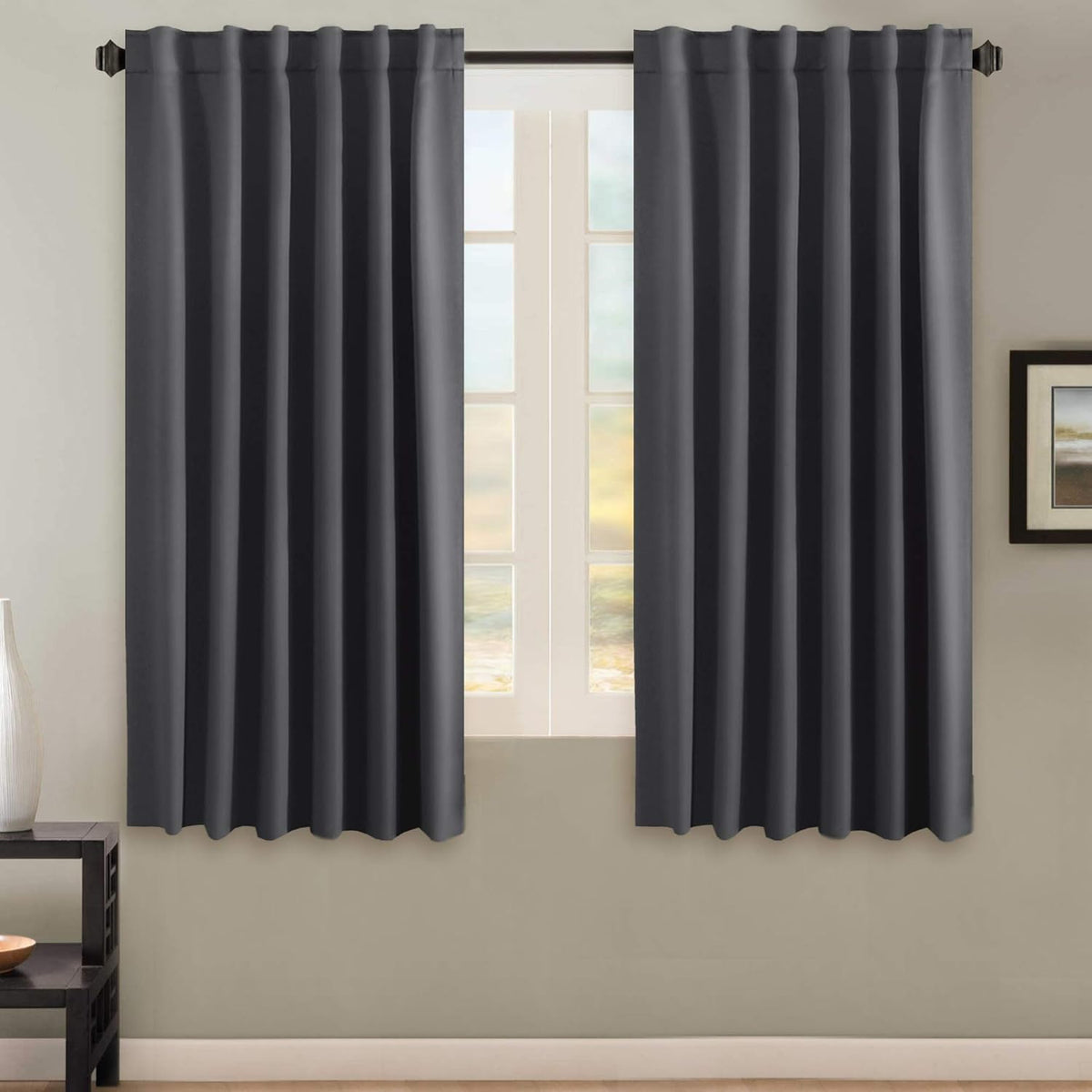 Smarcute Blockout Back Tab Solid Curtain - 2X 132x160cm
