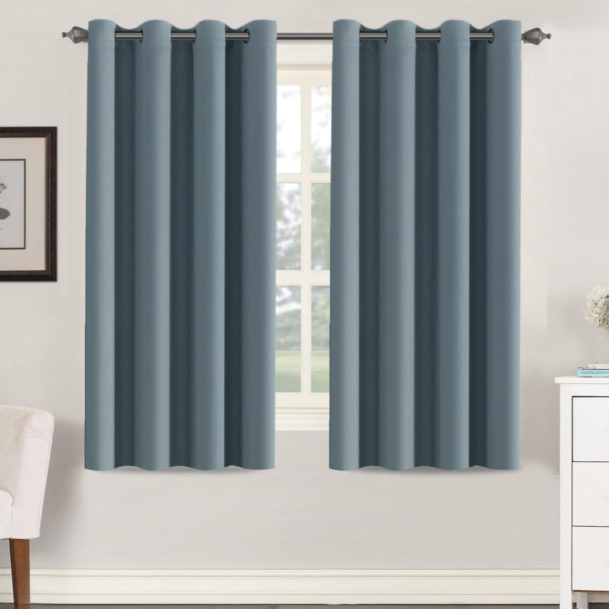 Smarcute Blockout Grommet Solid Curtain - 2X 132x160cm