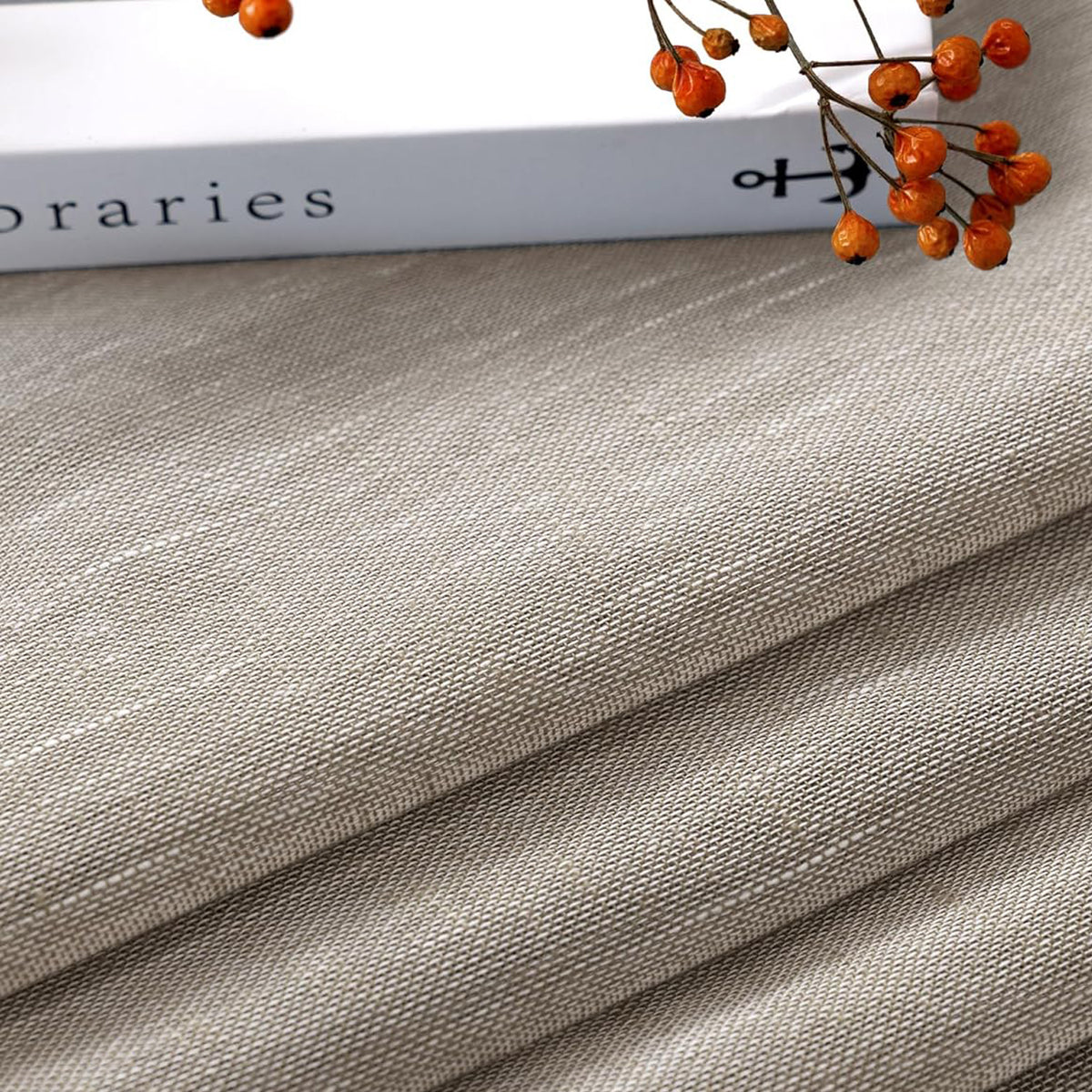 Smarcute Faux Linen Semi-sheer Grommet Curtain - 2X 132x243cm