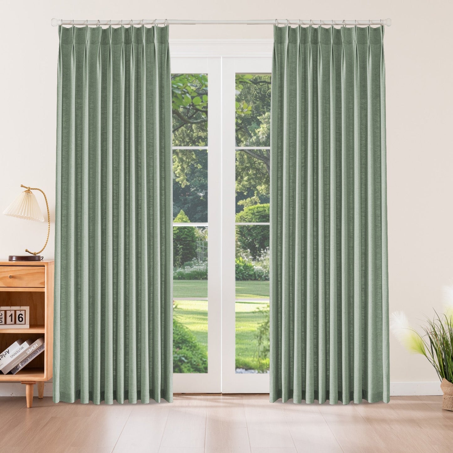 Caelis Textured Linen Cotton Blend Curtain Pleated