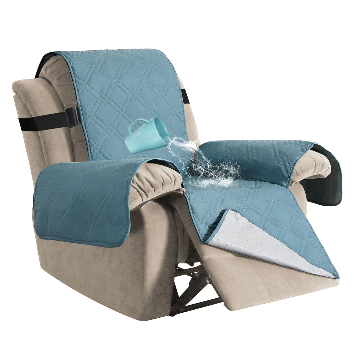 Smarcute 1 Seater Waterproof Recliner Chair Cover Sofa Protector Non Slip