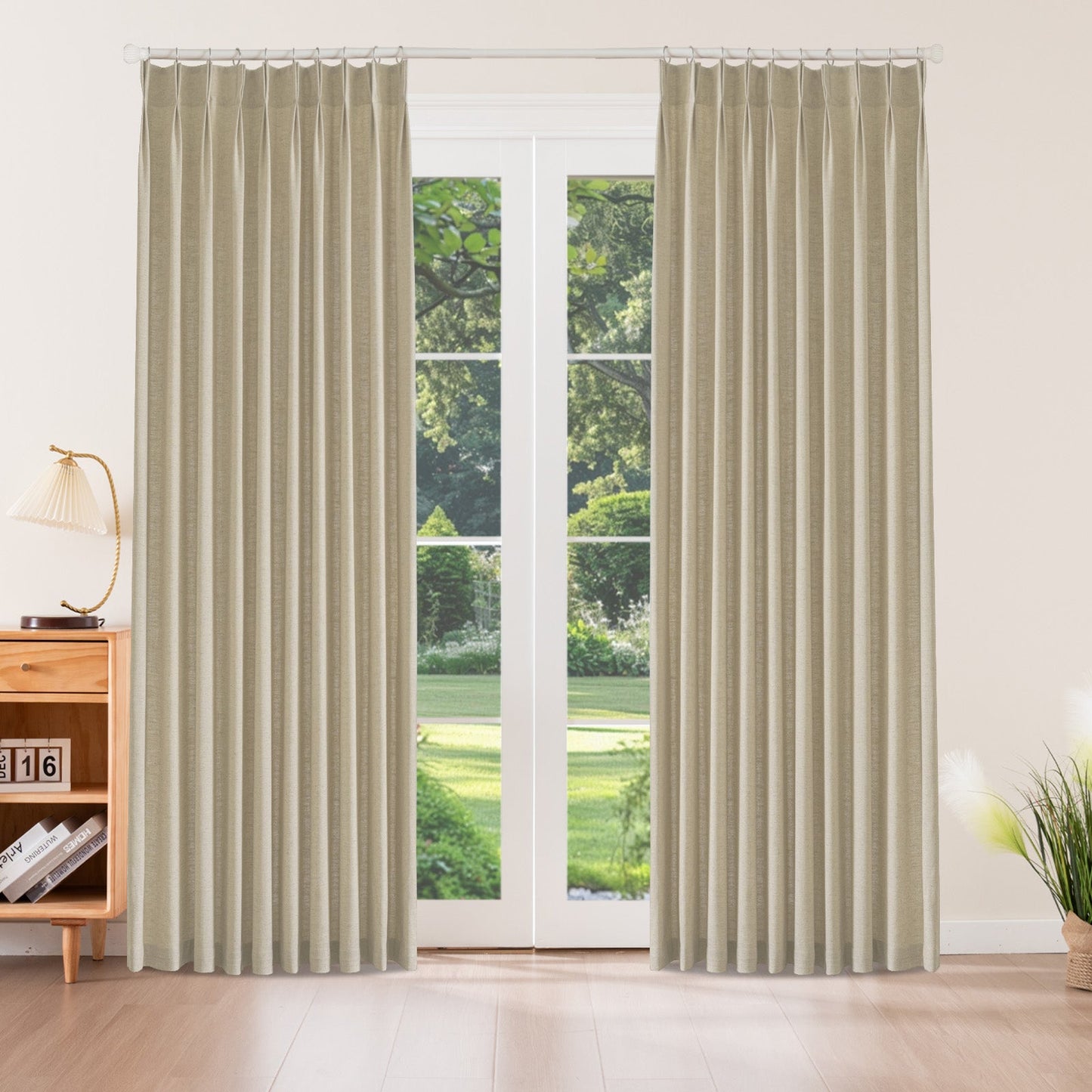 Caelis Textured Linen Cotton Blend Curtain Pleated