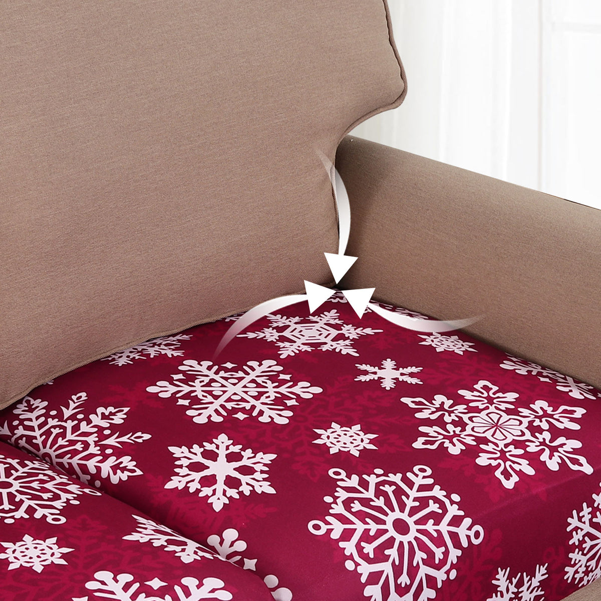 Smarcute 2 Pieces Christmas Velvet Sectional Cushion Seat Covers