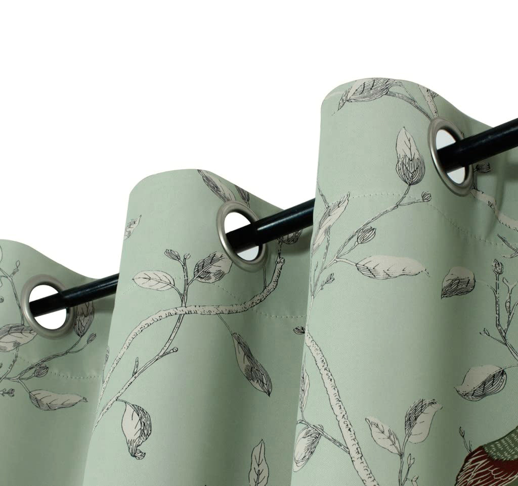 Smarcute Blockout Birds Rustic Grommet Curtain - 2X 132x243cm
