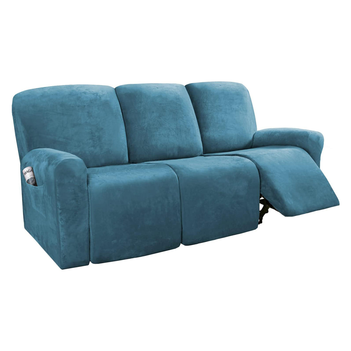 Smarcute 3 Seater Velvet Recliner Chair Sofa Couch Cover 8 Pieces