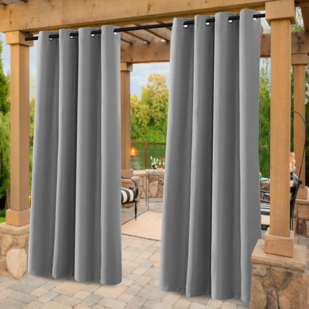 Smarcute Outdoor Patio Waterproof Grommet Curtain - 2X 132x241cm