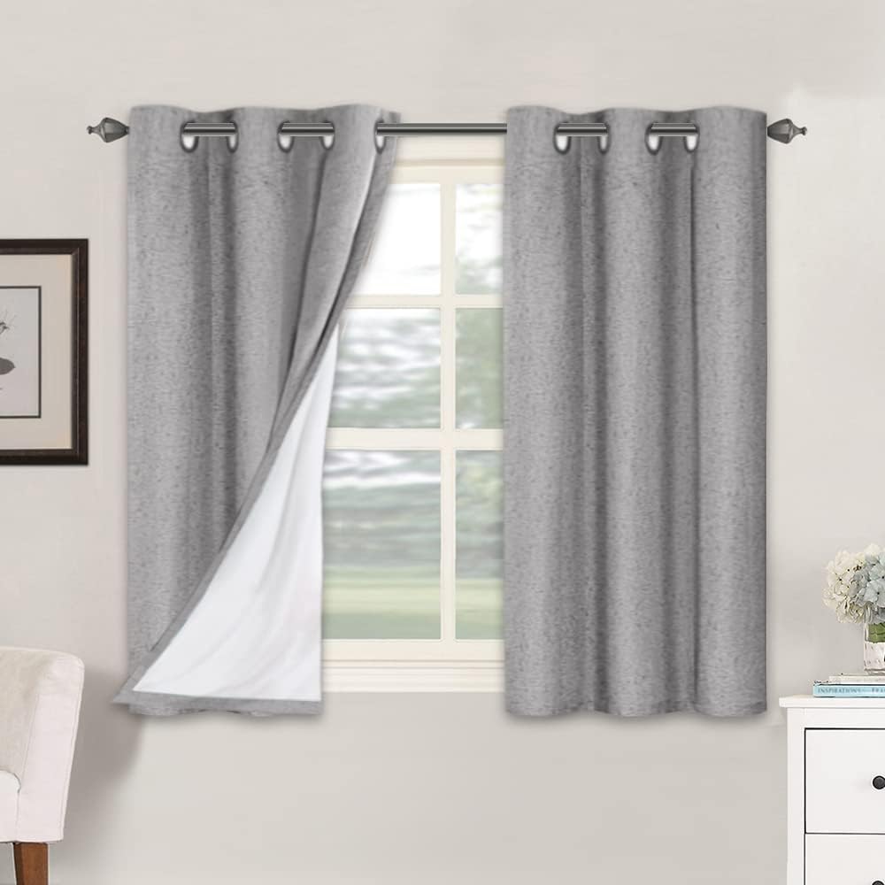 Smarcute Blockout Faux Linen Grommet Curtain - 2X 117x137cm