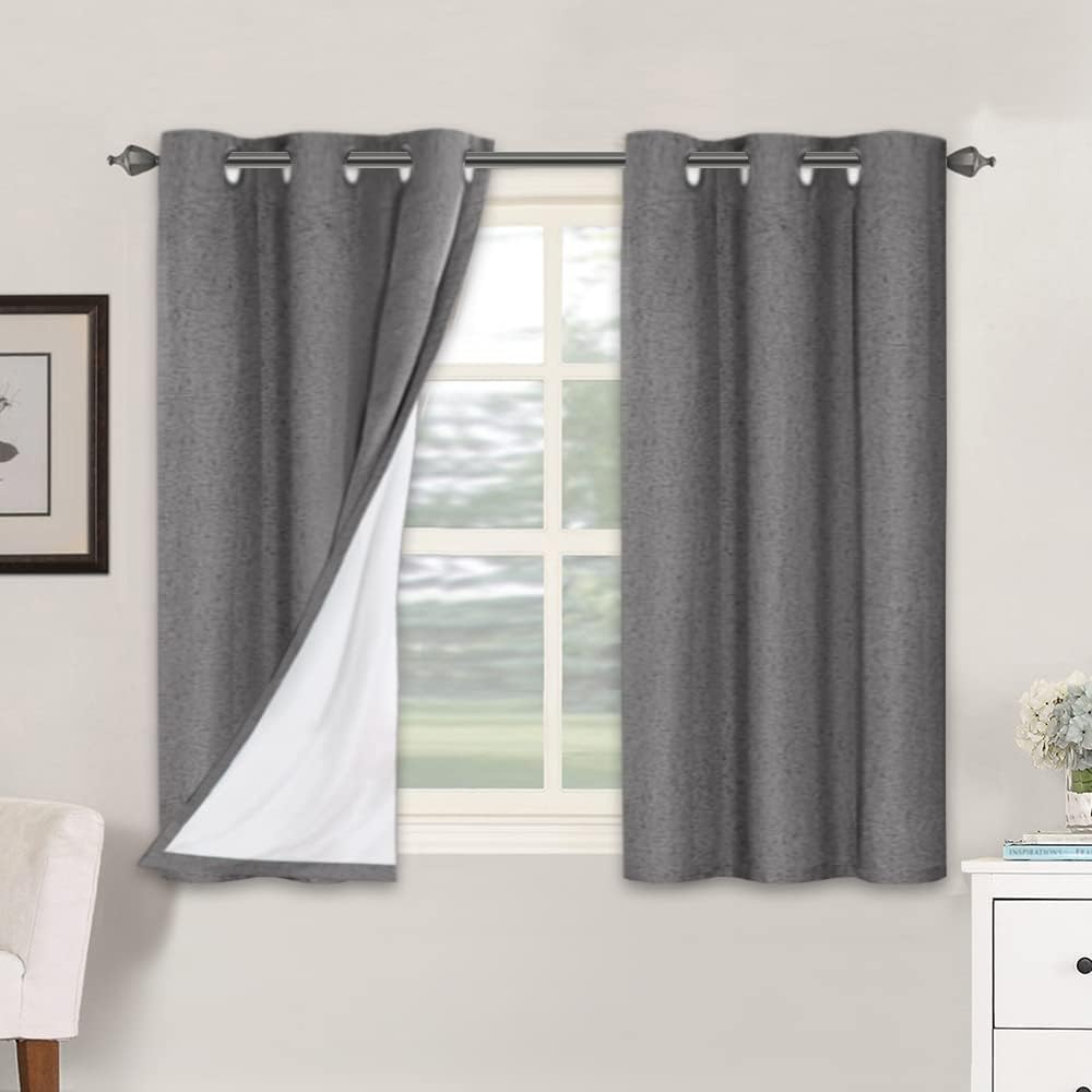 Smarcute Blockout Faux Linen Grommet Curtain - 2X 117x137cm