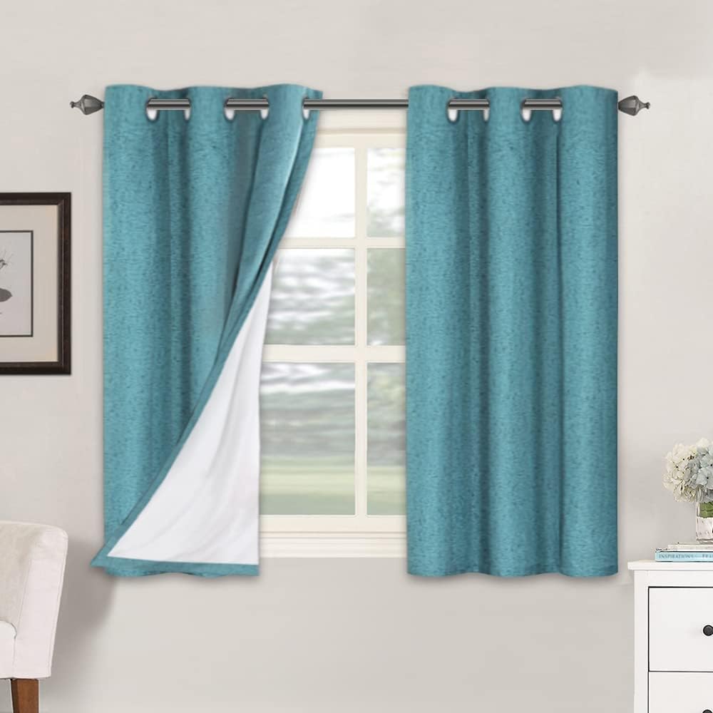 Smarcute Blockout Faux Linen Grommet Curtain - 2X 117x137cm
