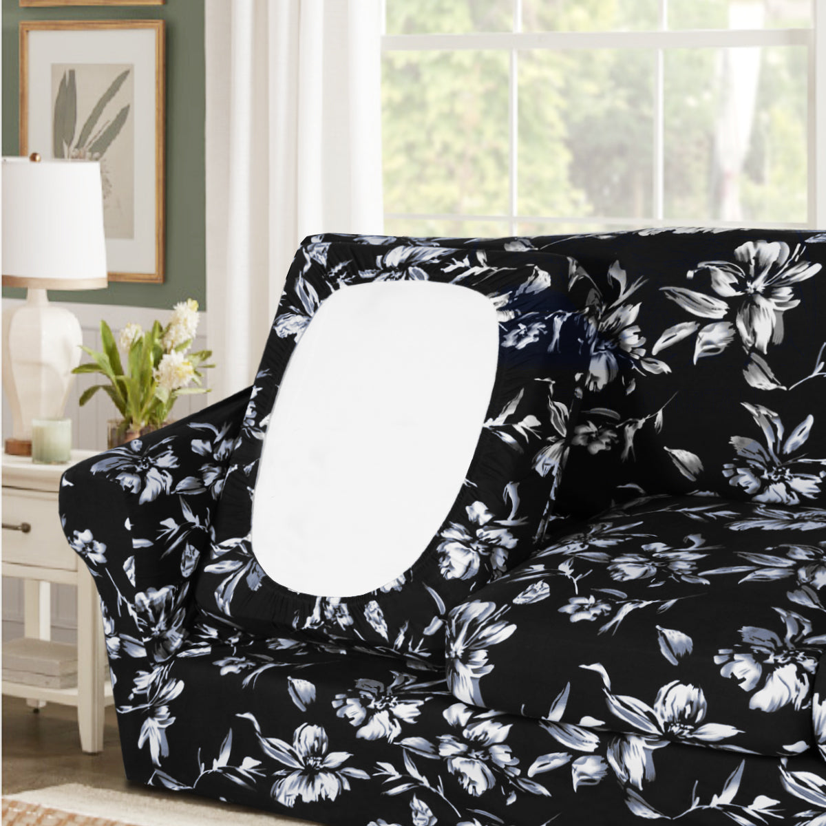 Smarcute 3 Seater Stretch Floral Pattern 4 Pieces Seperated Sofa Covers