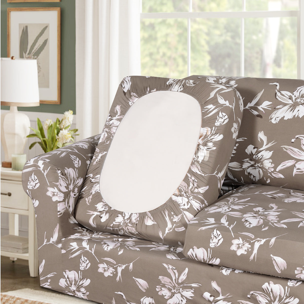 Smarcute 2 Seater Stretch Floral Pattern 3 Pieces Seperated Sofa Covers