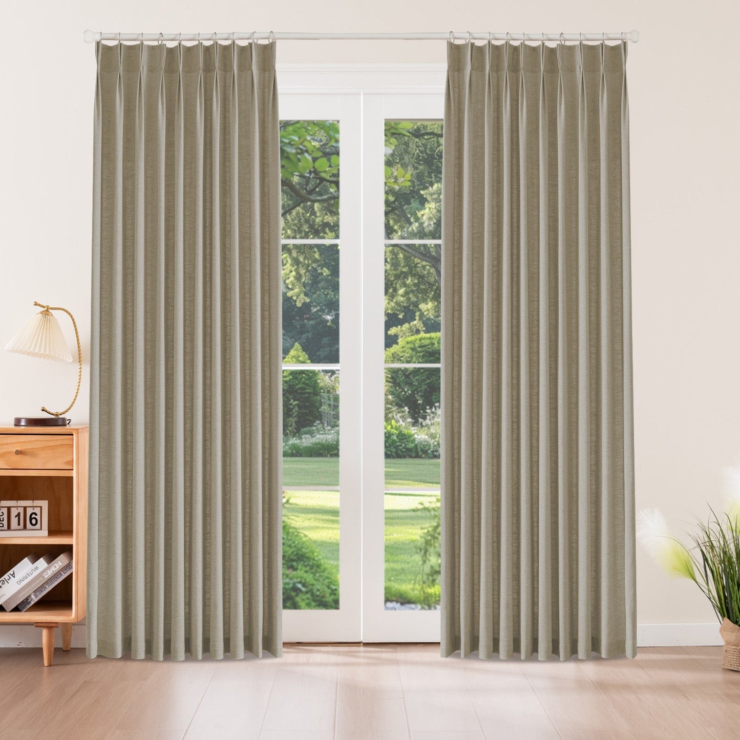 Caelis Textured Linen Cotton Blend Curtain Pleated