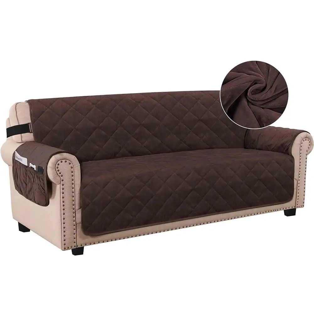 Smarcute 3 Seater Velvet Sofa Couch Cushion With Elastic Straps