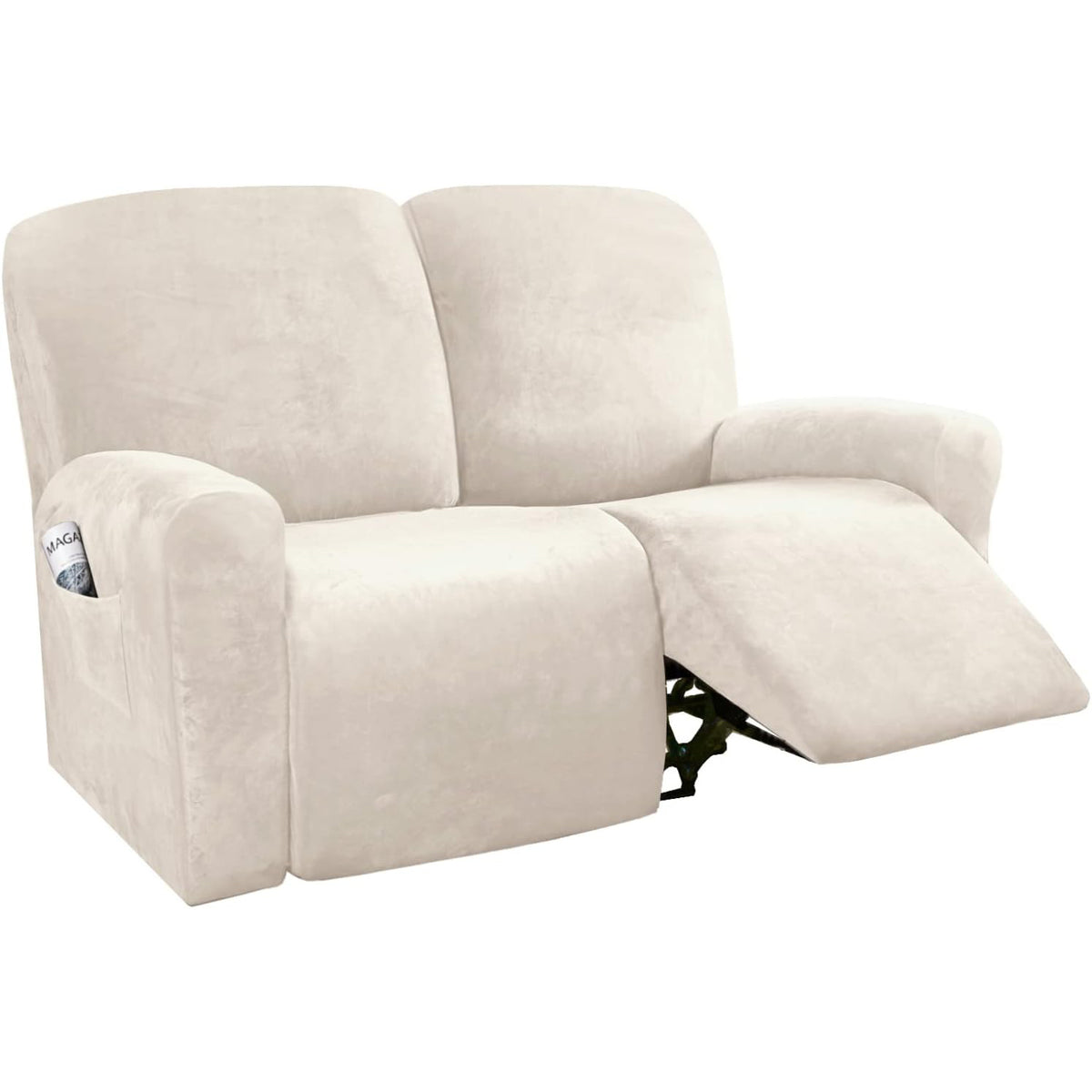 Smarcute 2 Seater Velvet Recliner Chair Sofa Couch Cover 6 Pieces